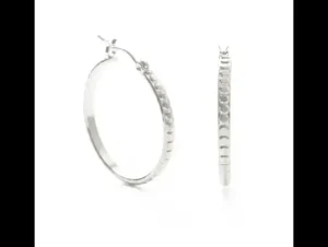 Beaded Hoops - Silver 1.25"