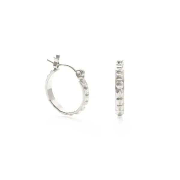 Beaded Hoops - Silver 1.25"