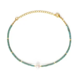 Pearl Miyuki Bead Friendship Bracelet - Blue Picasso