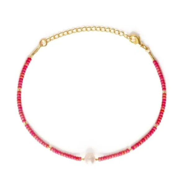 Pearl Miyuki Bead Friendship Bracelet - Rainbow Coral