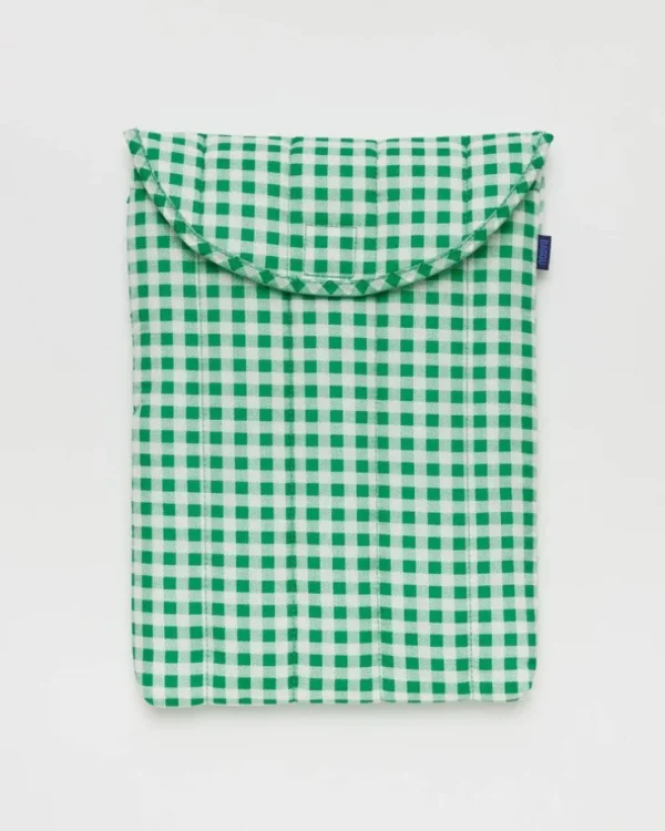 Puffy Laptop Sleeve 13"/14" - Green Gingham