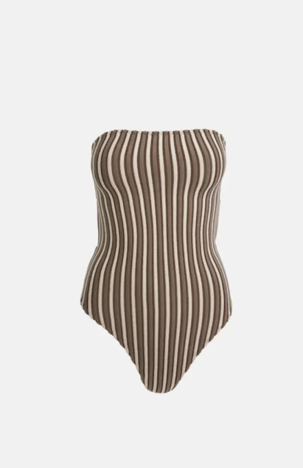 Terry Sands Stripe Strapless One Piece